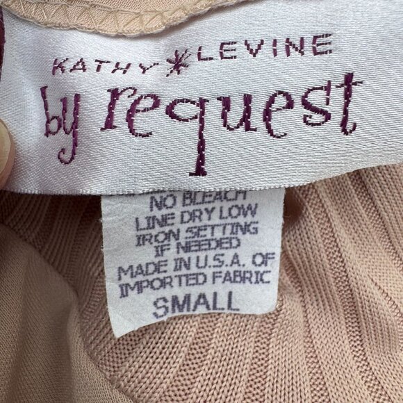 Kathy Levine Vintage 70s Pale Pink Ribbed Mock Neck Asymmetrical Hem Top Women S - Picture 2 of 11